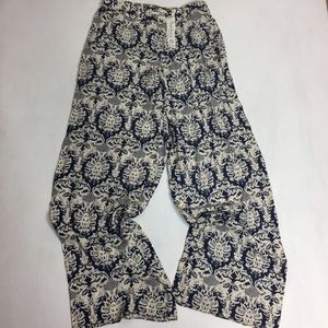 Anthropologie Navy and Cream palazzo pants